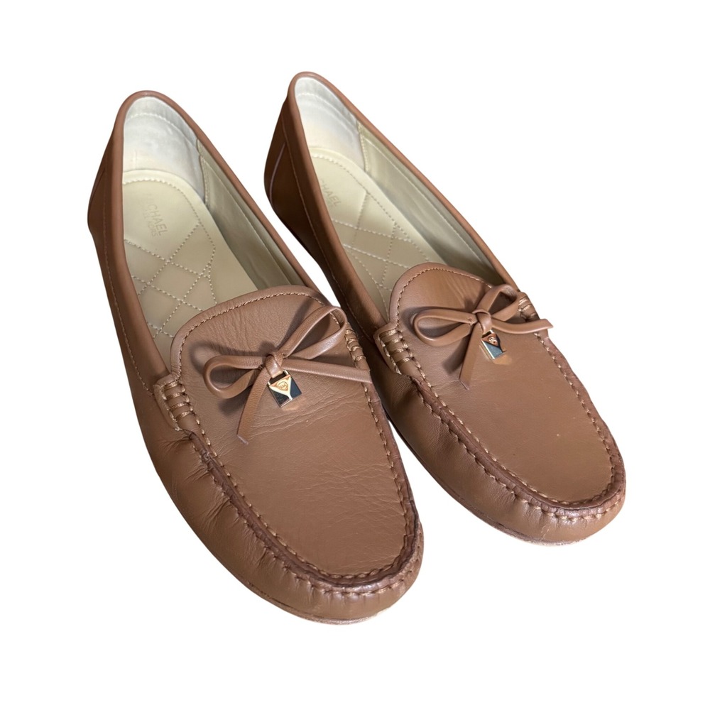 Michael Kors Fulton Tan Leather Moccasin Loafer Flats 8.5 Classic Neutral Office